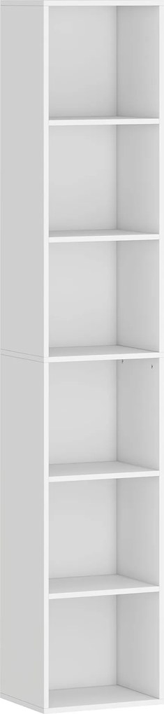 HOMCOM Bibliotecă Autoportantă și care Economisește Spațiu, 30x24x159 cm, Culoare Alb | Aosom Romania