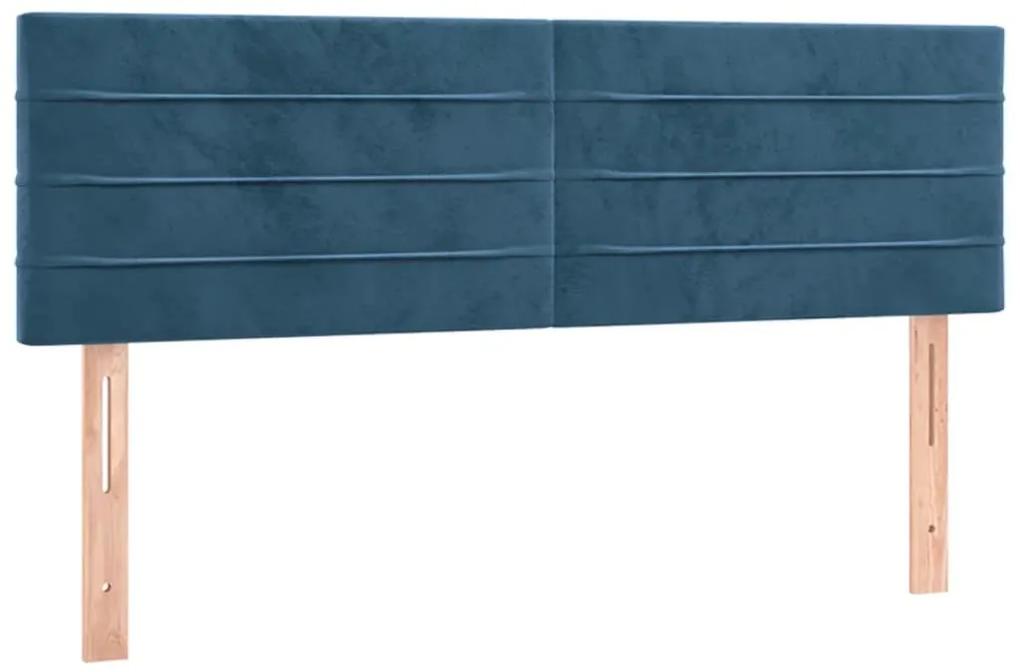 346156 vidaXL Tăblii de pat, 2 buc., albastru închis, 72x5x78/88 cm, catifea