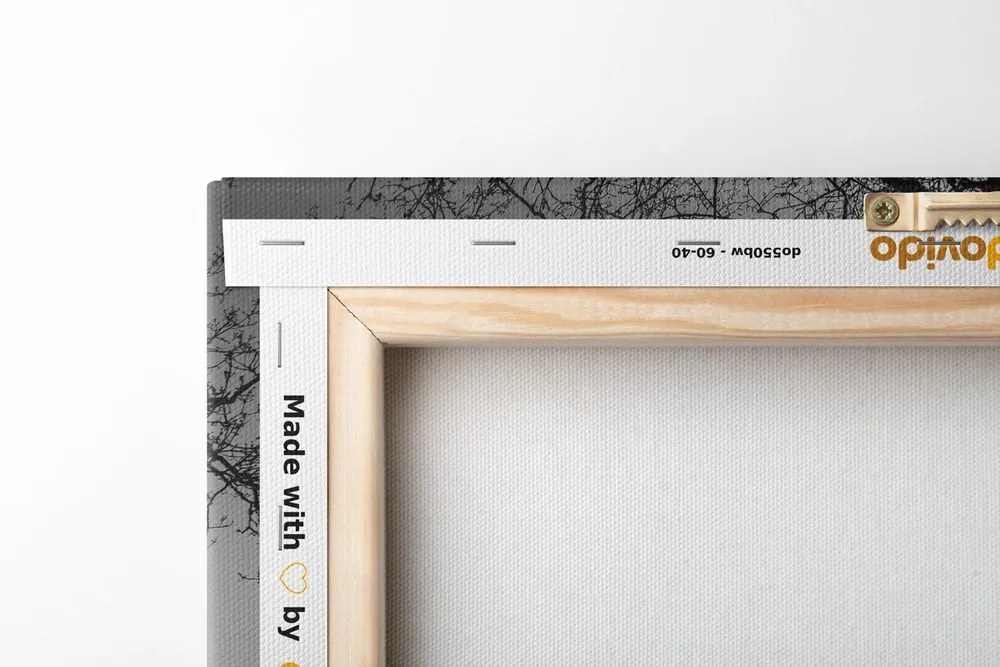 Tablou simbioza copacilor în design alb-negru