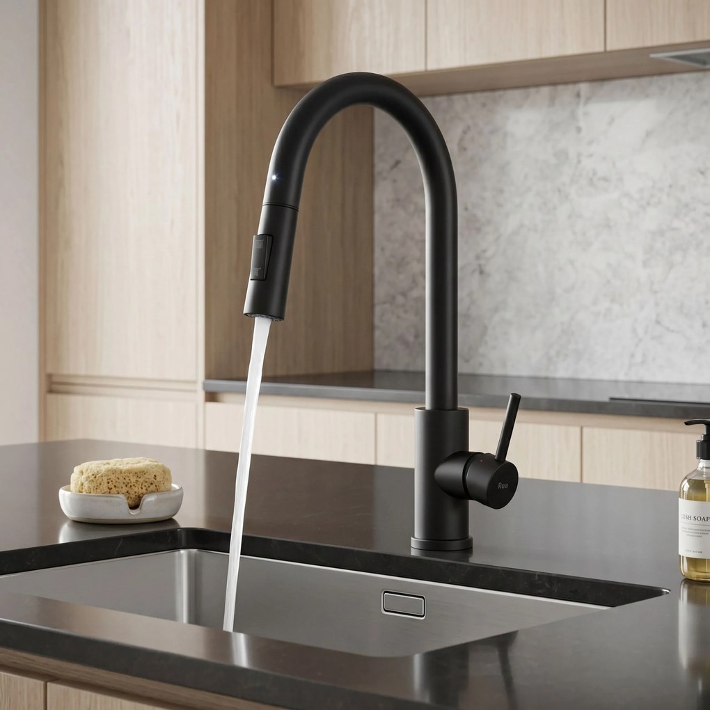 Baterie de bucătărie Rea Fresh Touch Black Matt