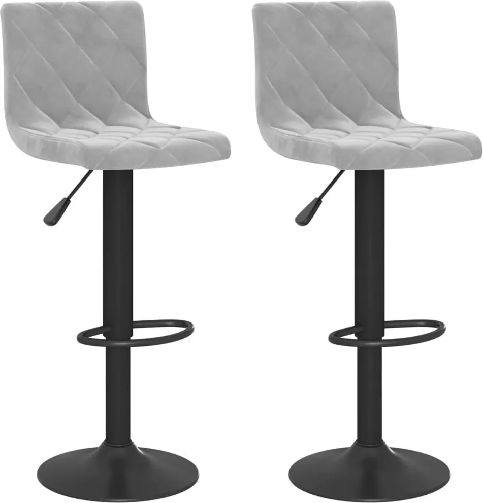 vidaXL Scaune de bar, 2 buc., gri deschis, catifea