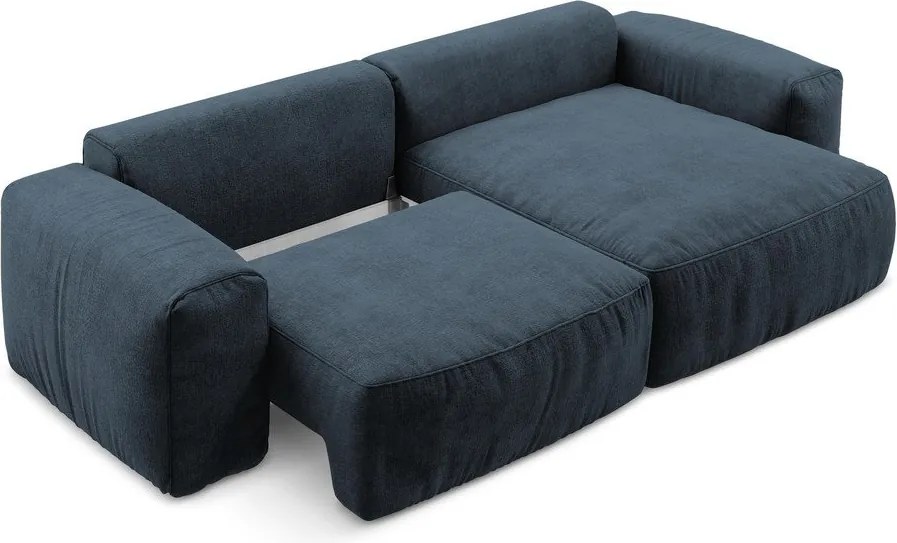 Colțar albastru închis extensibil cu tapițerie din chenille (cu colț pe partea dreaptă/cu șezlong) Kuki – Makamii