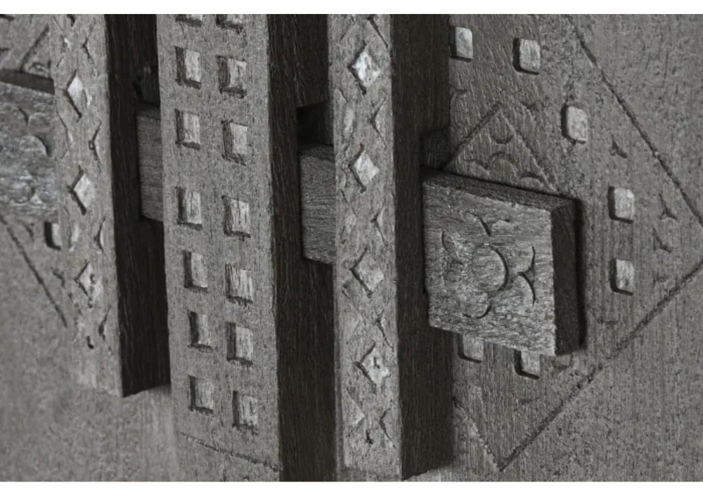 Dulap, gri, din lemn masiv sculptat, Arvane