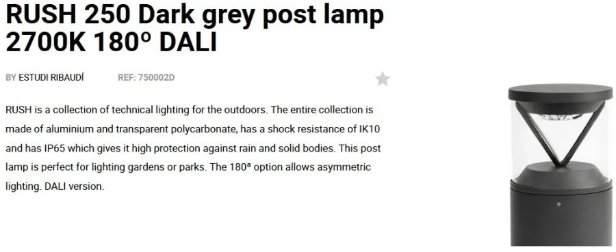 Mini Stalp LED iluminat exterior simetric 180º IP65 RUSH 25cm 2700K DALI