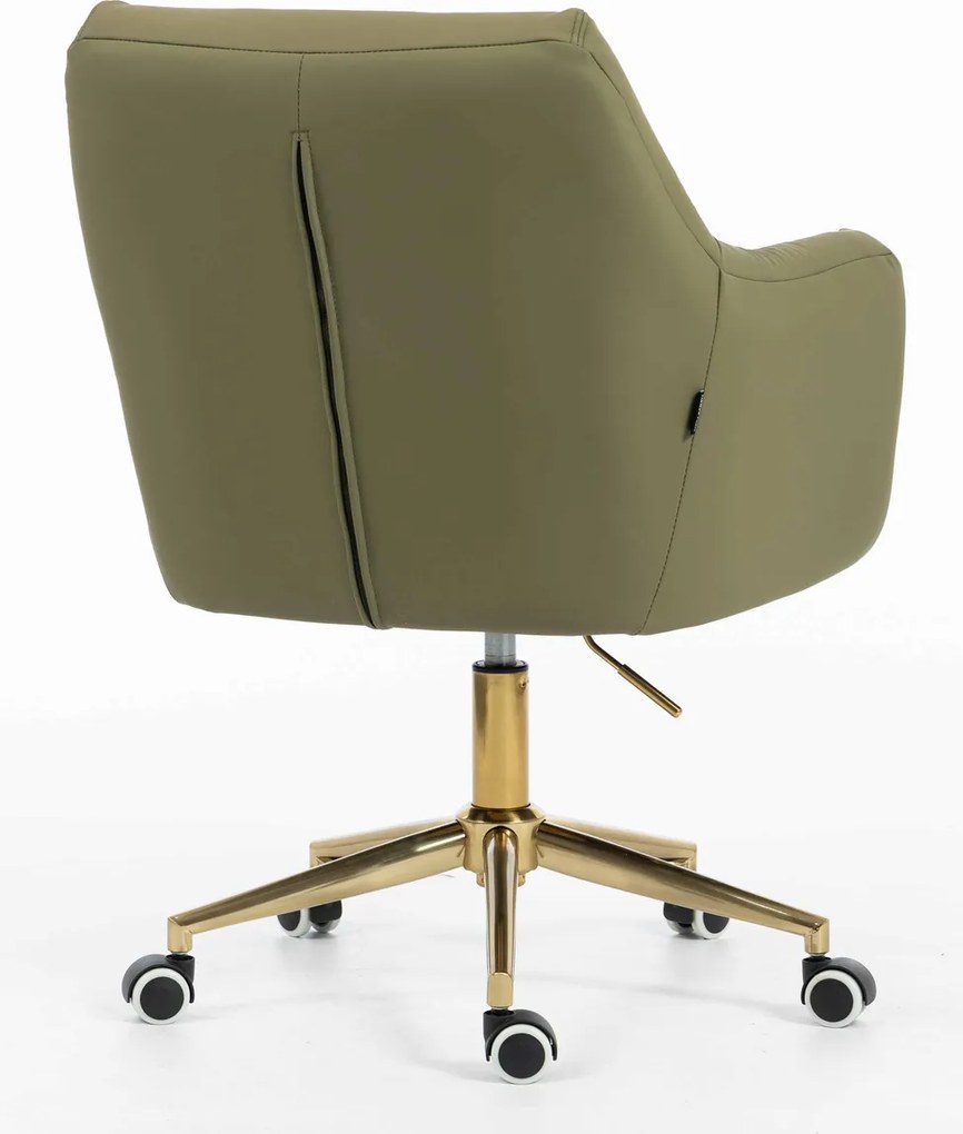 HR840K Scaun Khaki Piele Ecologica Premium Soft cu Bază Aurie