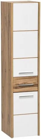 Dulap baie inalt cu 2 usi si 1 sertar, Ibiza White, l30xA33xH135 cm