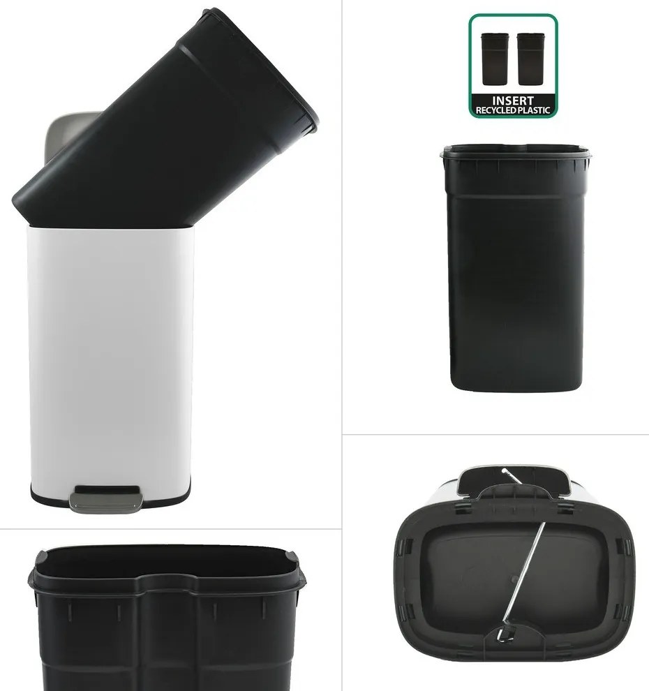 Coș de gunoi alb mat cu pedală din oțel 50 l Akira – Spirella