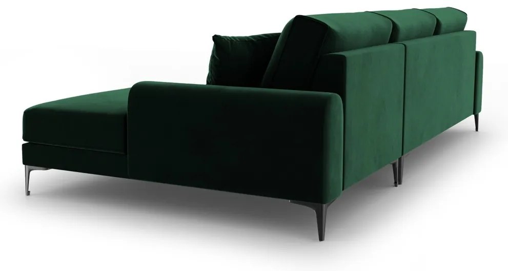 Coltar dreapta, Madara, Mazzini Sofas, 5 locuri, black legs, 254x182x90 cm, catifea, verde bottle