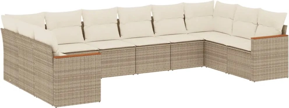 vidaXL Set canapele de grădină cu perne, 10 piese, bej, poliratan