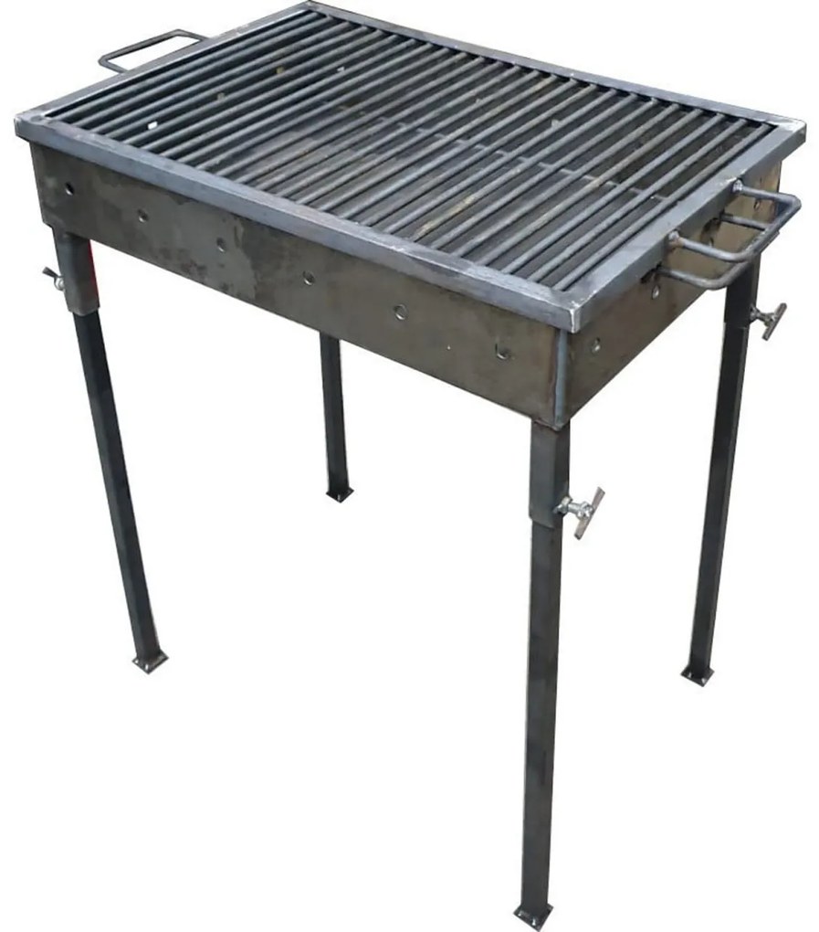 Gratar de gradina traditional HouseXL™ Premium Barbecue, Picioare din teava rectangulara cu surub, Realizat manual, Sarma grill 8mm, 30 X 40 CM, Natur