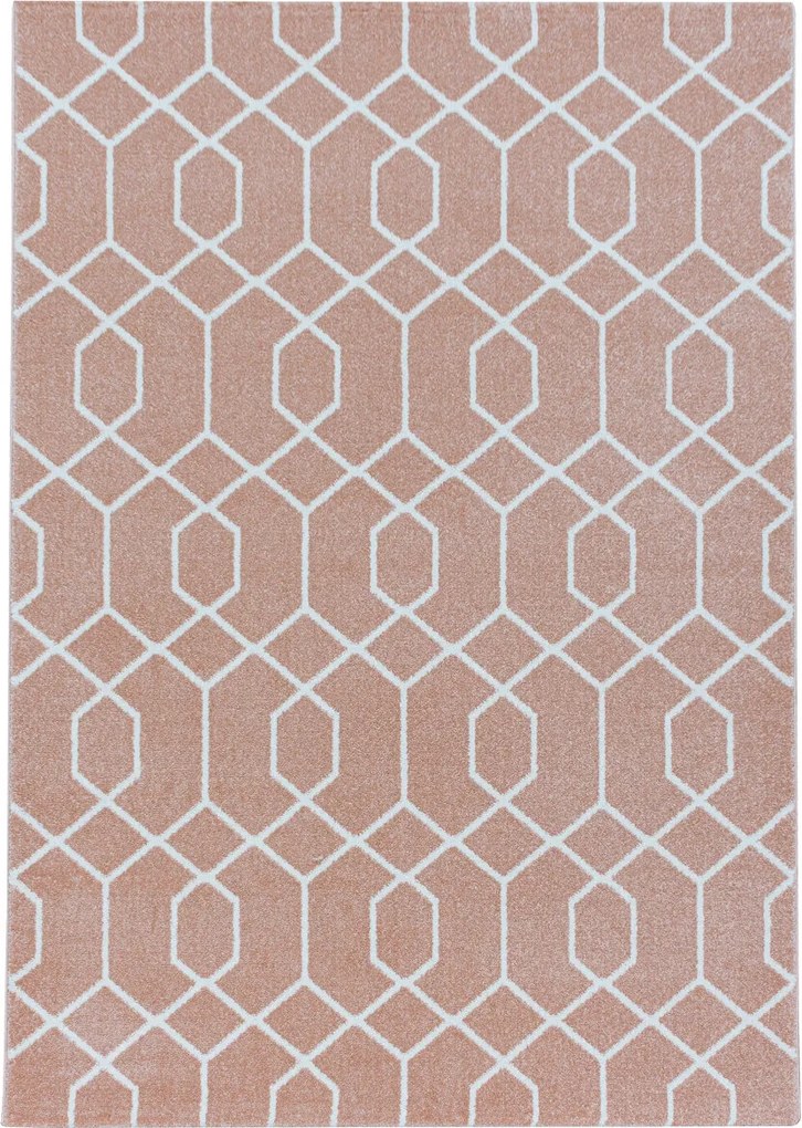 Covor Modern & Geometric Wewoca, Roz/Alb 80x150
