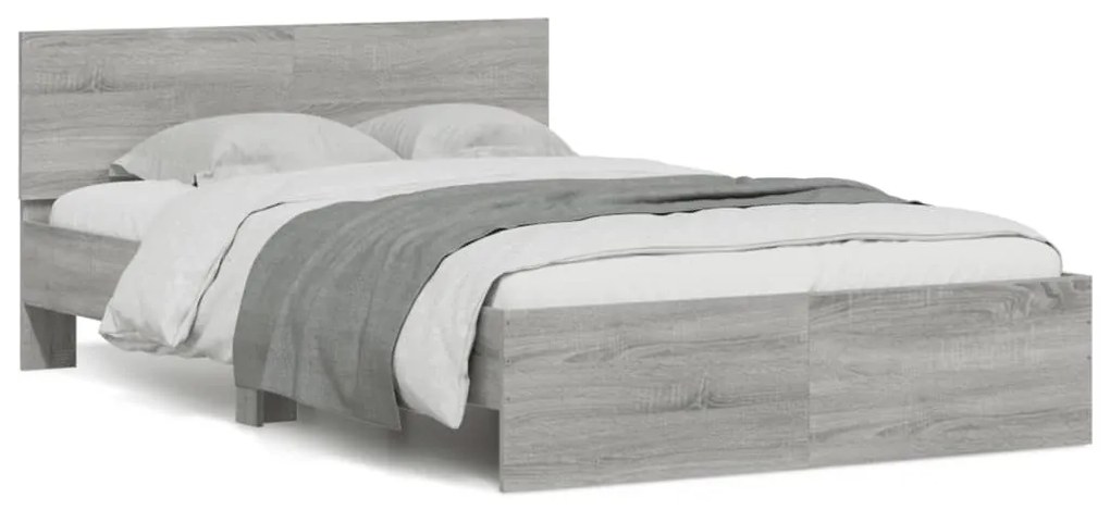 3207495 vidaXL Cadru de pat cu tăblie, gri sonoma, 120x200 cm