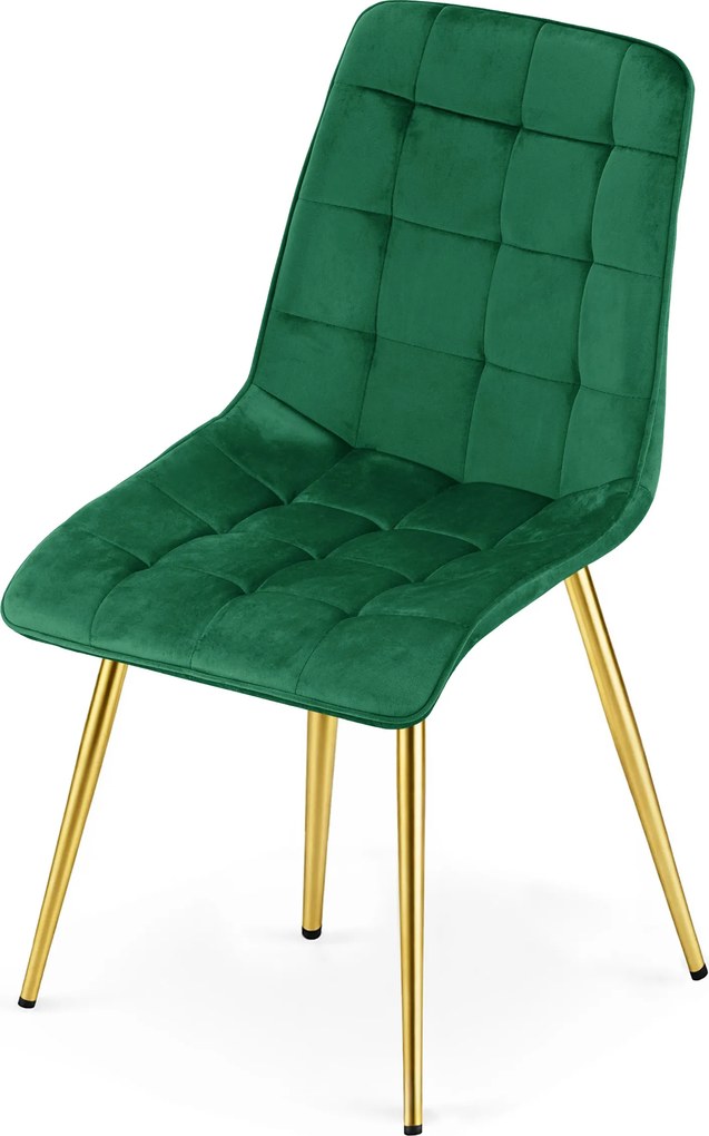 Scaun de dining SPLIT VELVET cu picioare aurii, verde