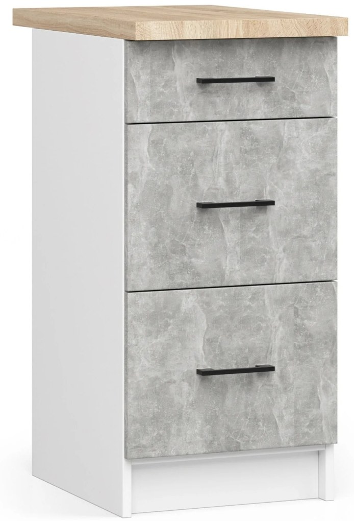 Dulap de bucătărie inferior Organo 40 3S (alb + beton). 1117547