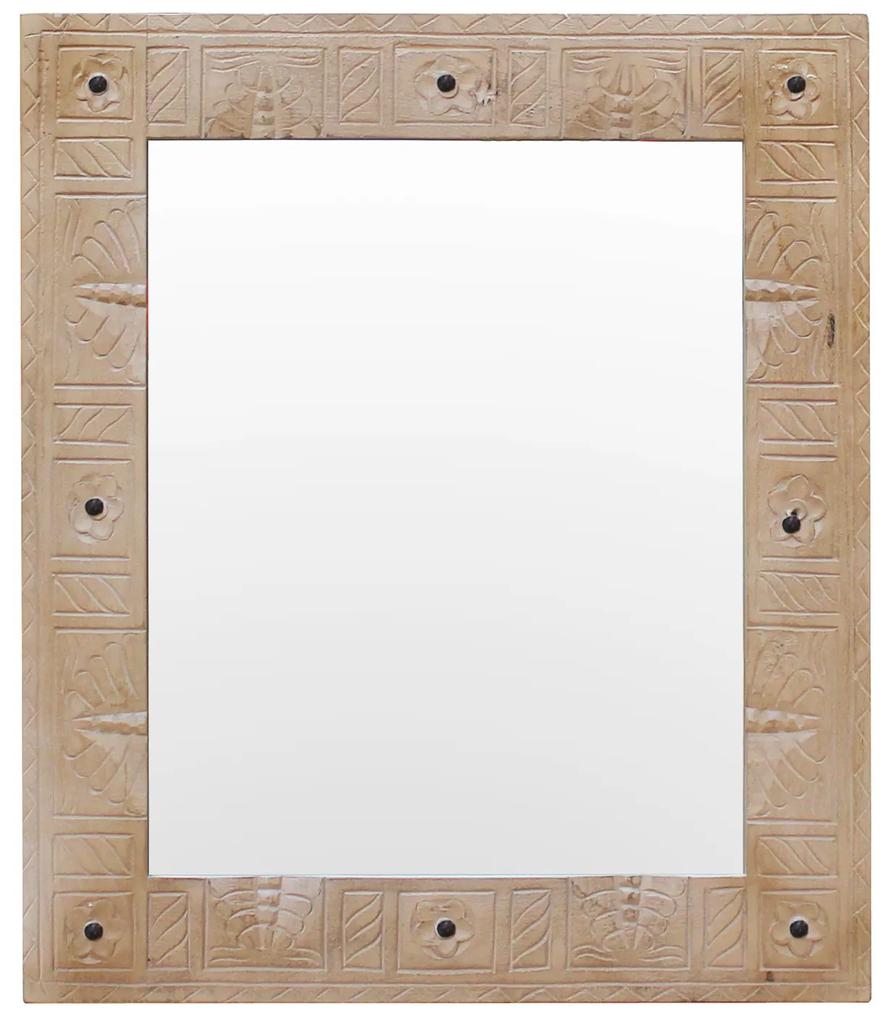 Oglindă dreptunghiulara cu rama din lemn de mango 69 x 79 cm