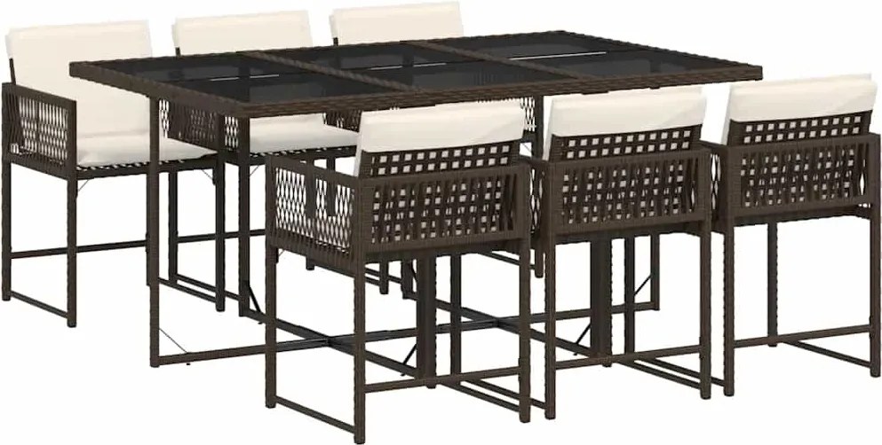 vidaXL Set mobilier de grădină cu perne, 7 piese, maro, poliratan