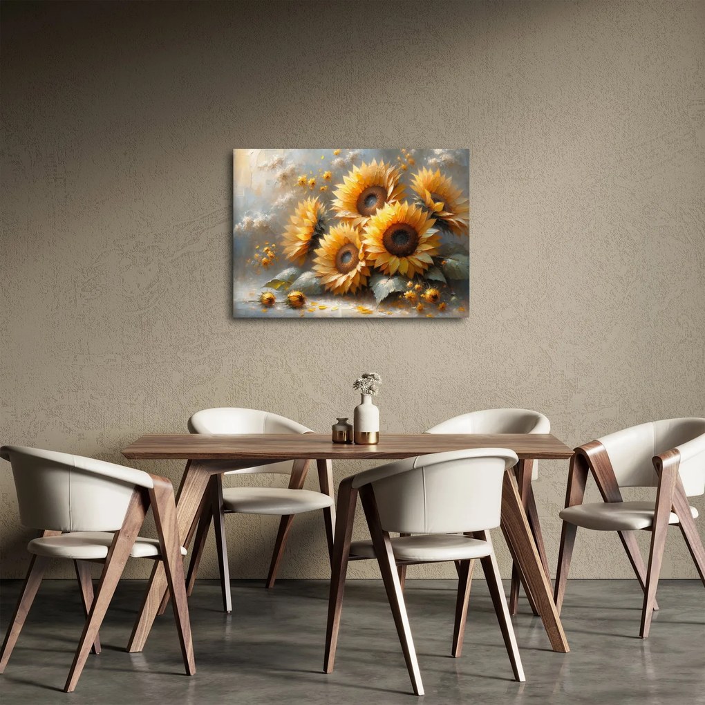 Tablou - Pictură cu floarea-soarelui (70x50 cm)