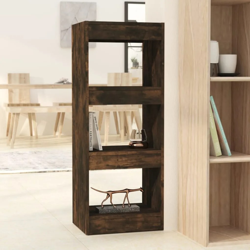 813587 vidaXL Bibliotecă/Separator cameră, stejar fumuriu, 40x30x103 cm, PAL