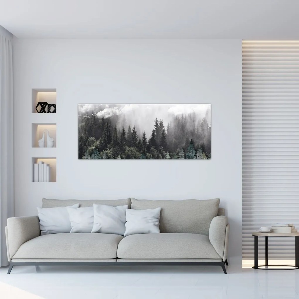 Tablou - Pădure cu elemente ilustrate (120x50 cm)