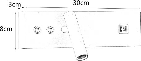 Brilagi-LED Aplica de perete cu spot și port USB NOCTIS, LED/3W/230V+LED/9W, albă