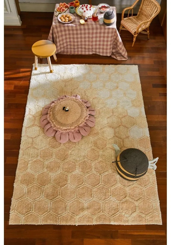 Covor galben ocru lavabil/țesut manual din bumbac 140x200 cm Sweet Honey – Lorena Canals