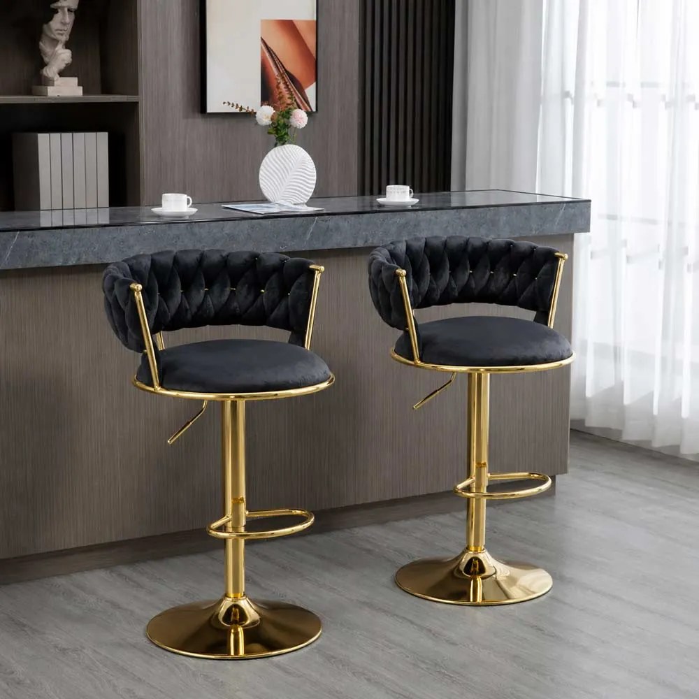 Scaun Bar Catifea Negru ABS 118 - Elegant, Stabil, Reglabil