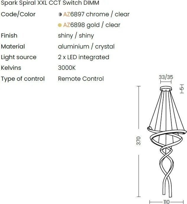 Lustra LED XXL casa scarii cu telecomanda SPARK crom CCT DIMM