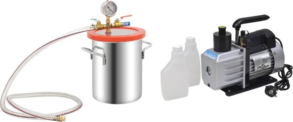 vidaXL Cameră de vid cu pompă în 2 trepte, 5,5 L