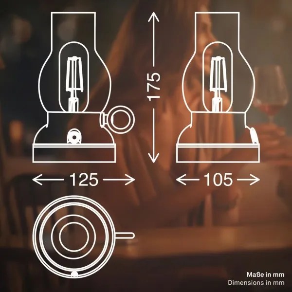Brilo - Lampă de masă LED KANEA pentru exterior, reîncărcabilă, cu dimmer, LED 1,5W/5V, IP44, 1200mAh, antracit