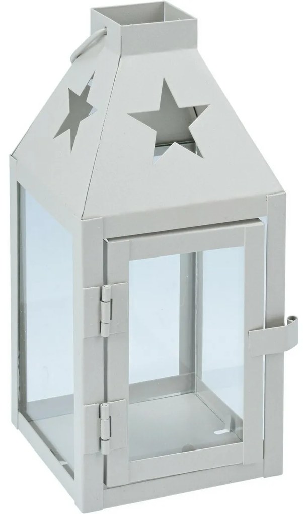 Felinar din metal Hey star gri, 8 x 8 x 17 cm