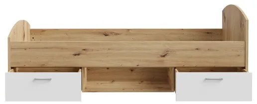 Pat pentru o persoană URO 90x200 cm cu spațiu de depozitare, stejar artisan/alb