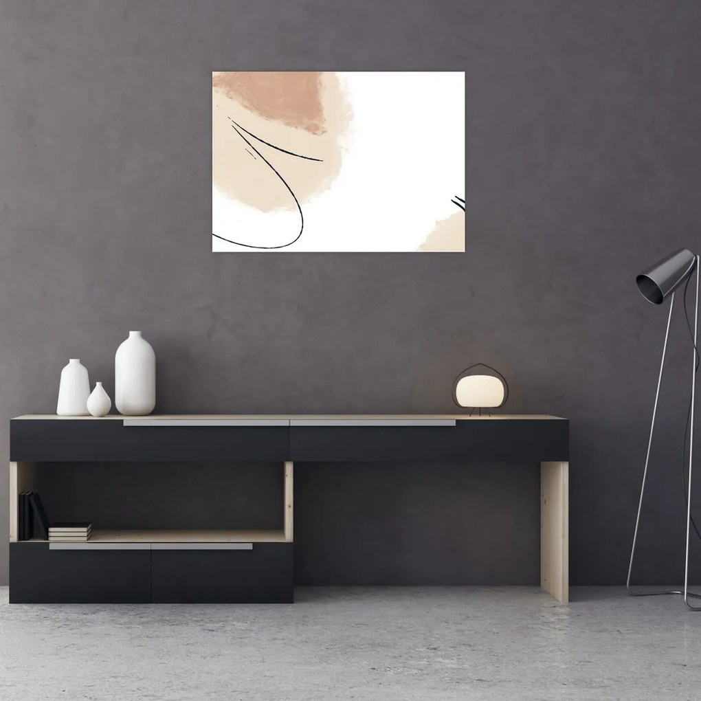 Tablou pe sticlă - Abstracție albă (70x50 cm)