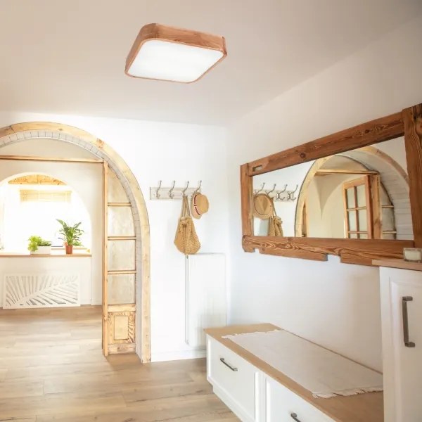 Plafonieră OAK SQUARE 4xE27/15W/230V 45x45 cm stejar