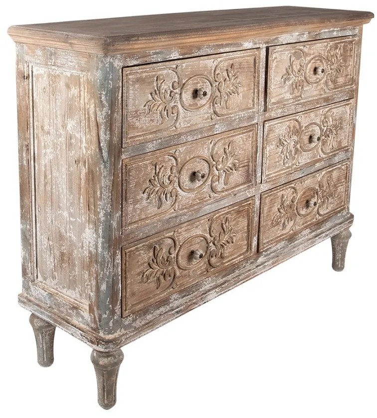 Comoda bej, din lemn masiv, aspect vintage, Fleuron