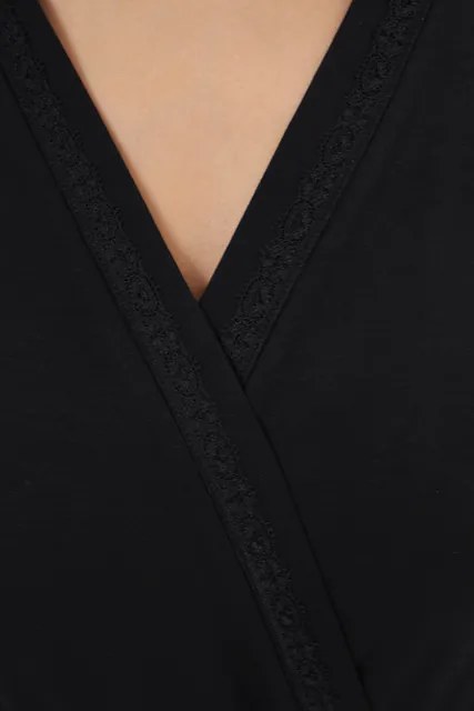 Cămașă de noapte cu halat pentru femei ERICA din bambus Negru / Black L