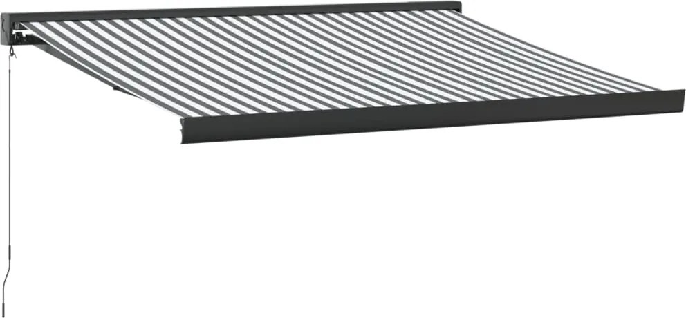 vidaXL Copertină retractabilă antracit/alb, 3,5x2,5 m, textil/aluminiu