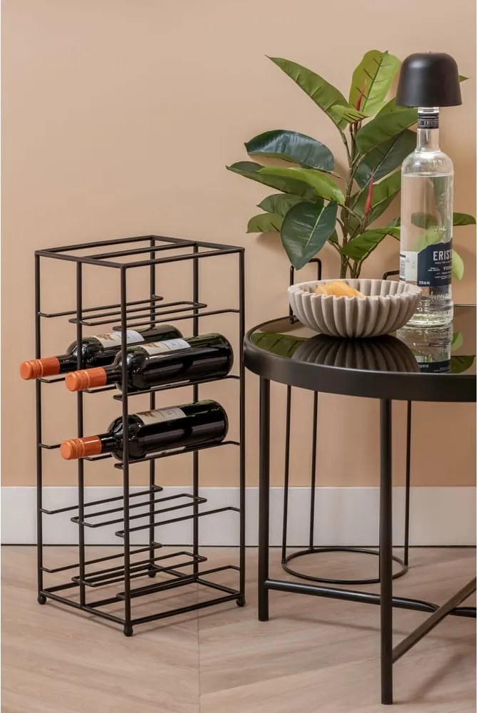 Raft pentru sticle de vin negru din metal număr de sticle 10 25x57x22,5 cm Dual Floor – PT LIVING