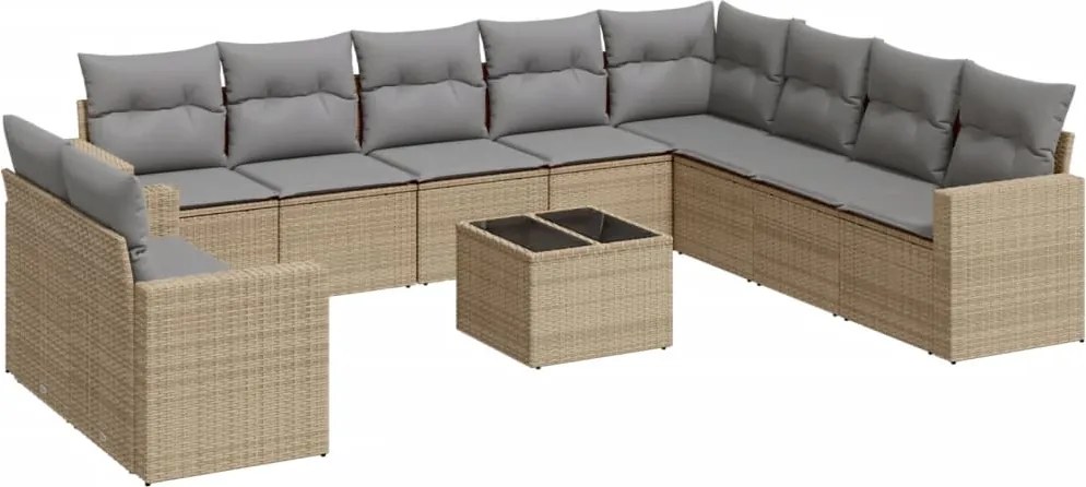 vidaXL Set canapele de grădină cu perne, 11 piese, bej, poliratan