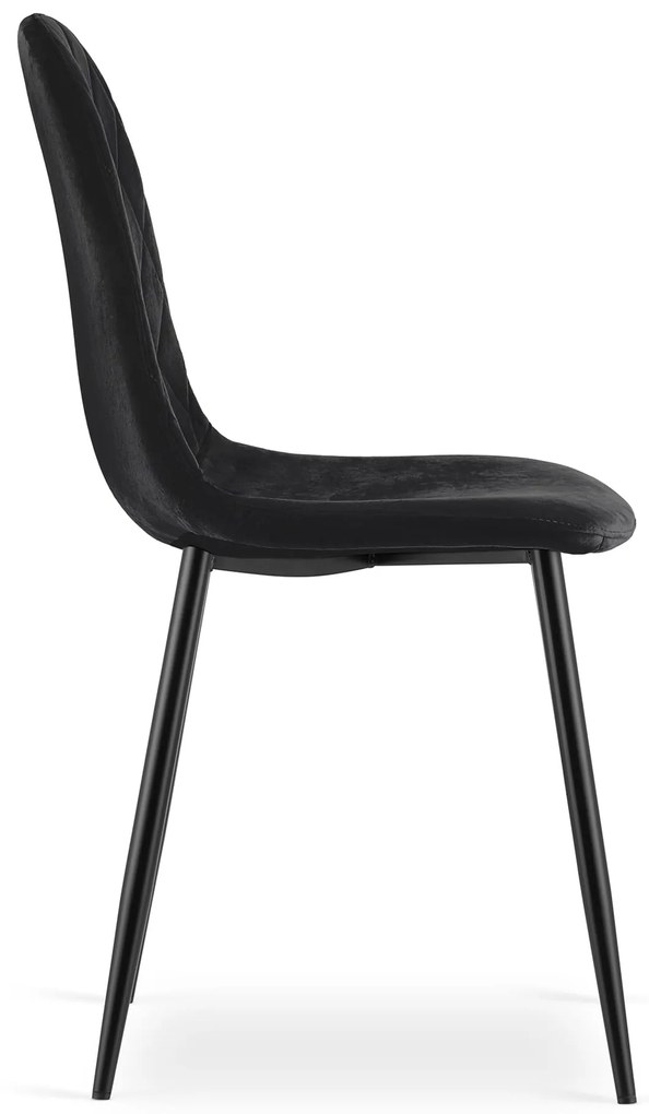 Scaun din catifea neagra cu picioare negre, Asti