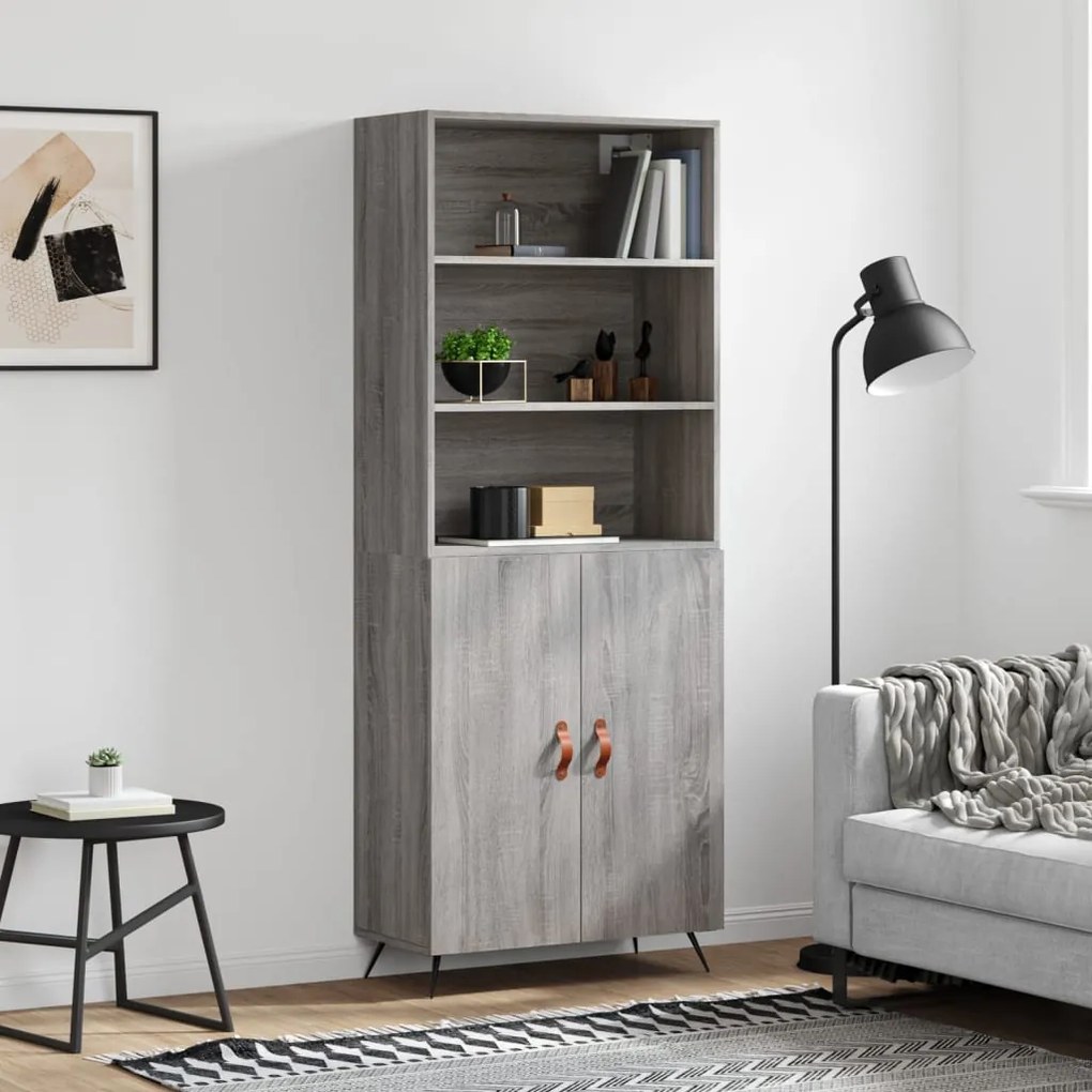 vidaXL Dulap înalt, gri sonoma, 69,5x34x180 cm, lemn compozit