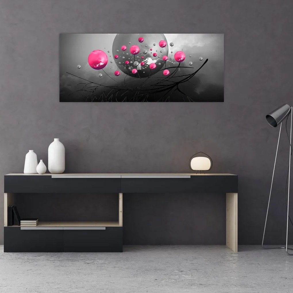 Tabloul cu bile abstracte roz (120x50 cm)