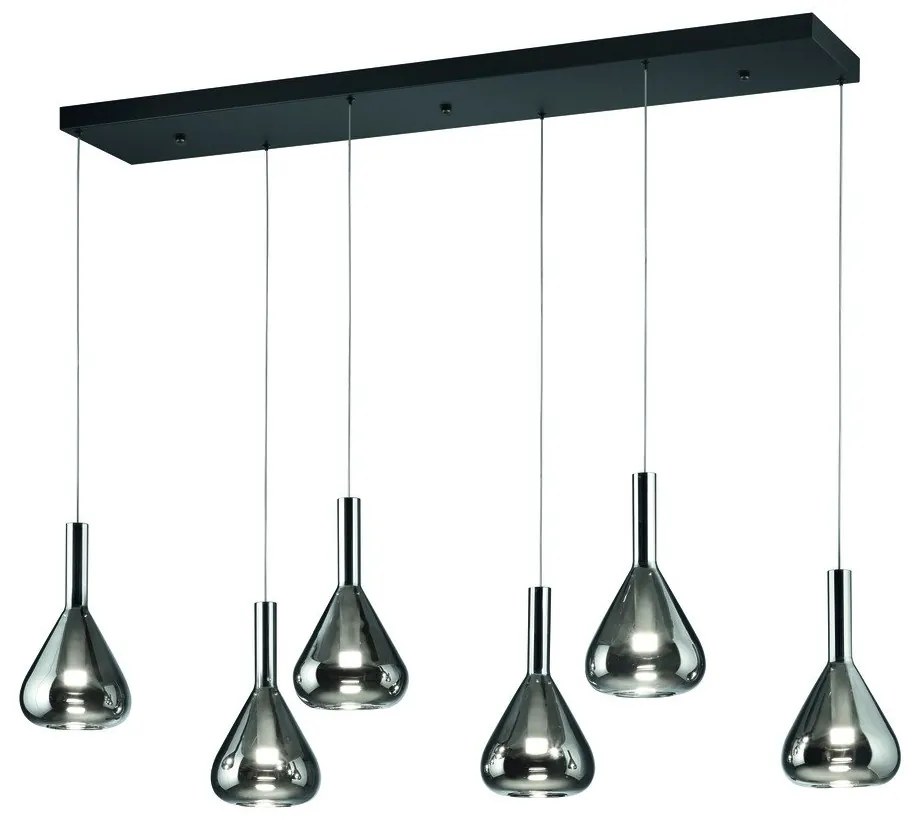 Lustră neagră LED cu abajur din sticlă Cipera – CINQUE