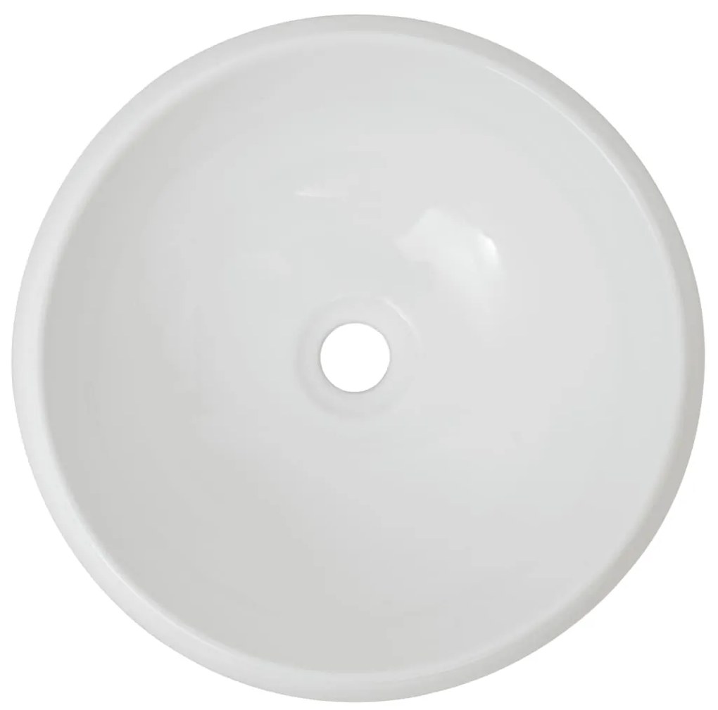 Chiuveta de baie cu robinet mixer, ceramica, rotund, alb 400 x 160 mm
