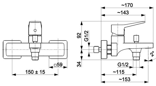 KFA Armatura 4524-010-44 - Baterie pentru cadă MALAGA, albă