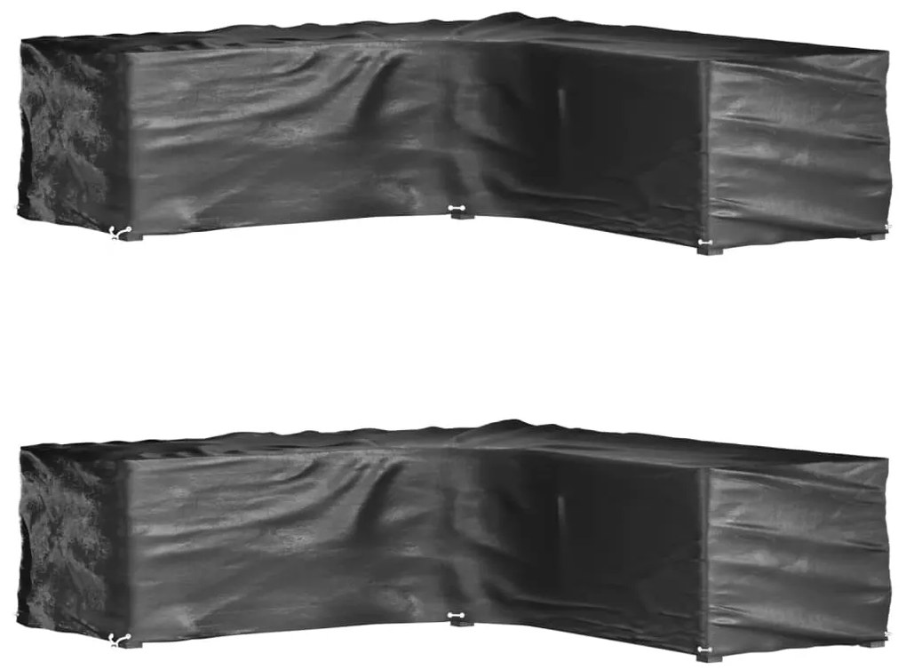 vidaXL Huse mobilier grădină formă L, 2 buc., 16 ocheți, 285x285x70 cm