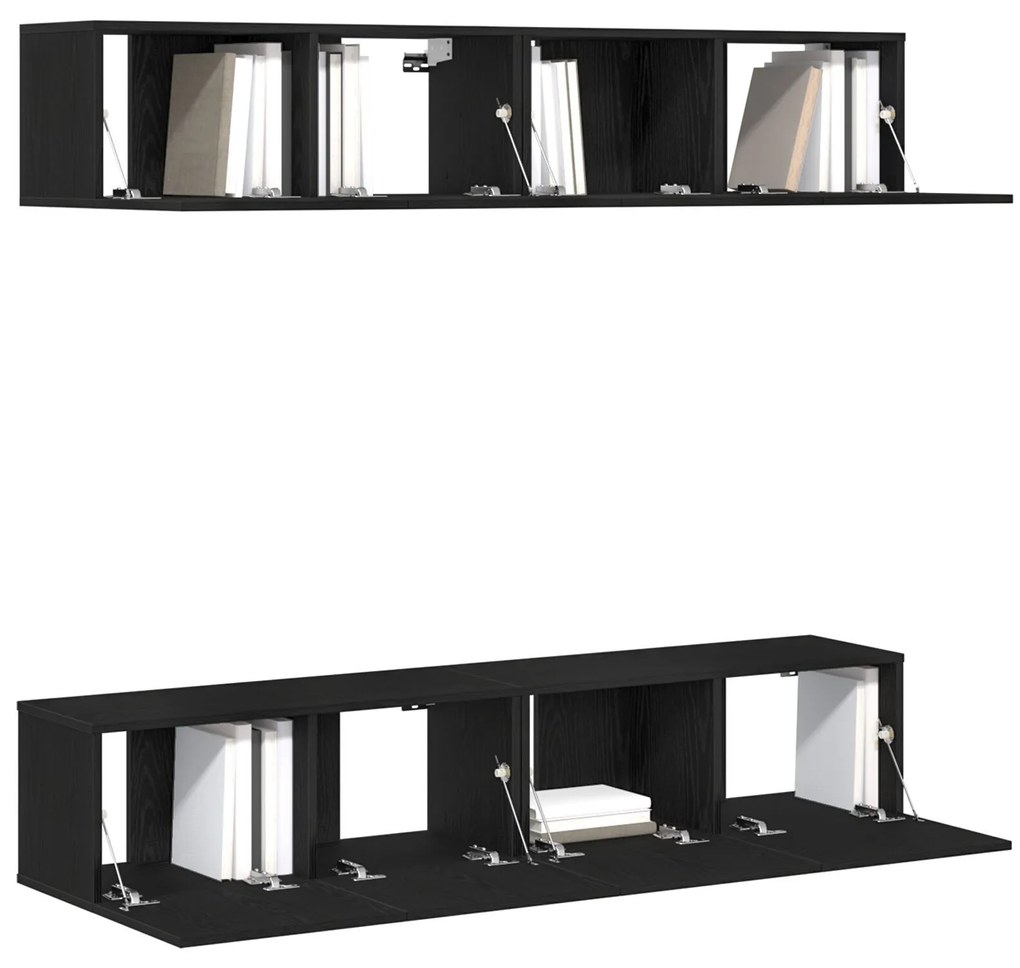 vidaXL Set comodă TV 4 pcs Stejar negru 80 x 30 x 30 cm Lemn compozit
