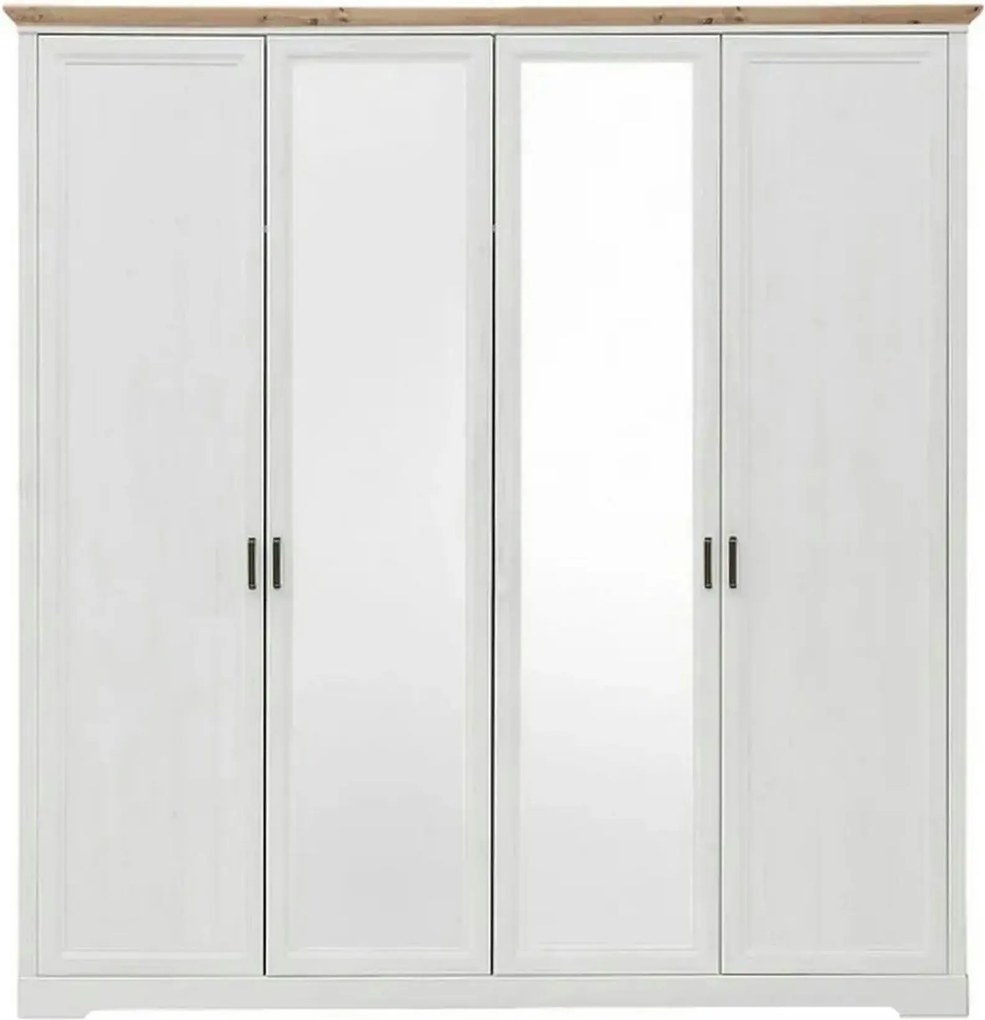 Dulap JASMIN, alb/stejar artisan, PAL, cu 4 usi, 214x64x220 cm