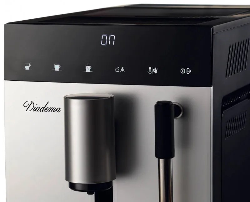 Espressor automat Ariete Diadema Automatica 1452/01, 1350W, 19 bar, 1,5 L, Rasnita incorporata, Afisaj tactil, Cafea boabe, Spumare lapte, Argintiu