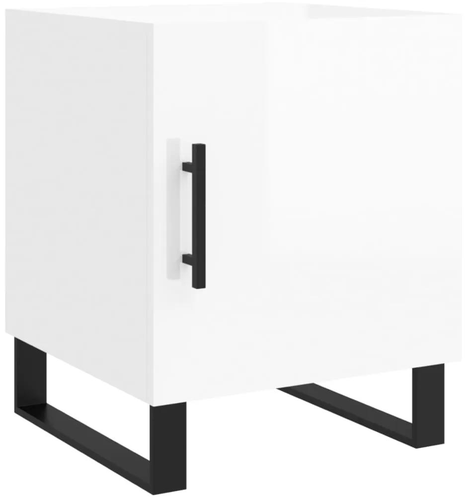 827616 vidaXL Noptieră, alb extralucios, 40x40x50 cm, lemn compozit