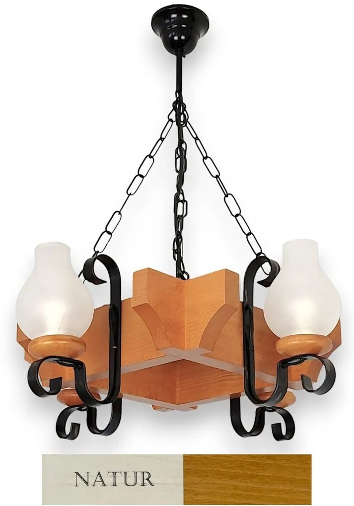 Candelabru rustic fabricat manual din lemn dim.50x50cm, 4 brate Queen WOOD-QU-SP4